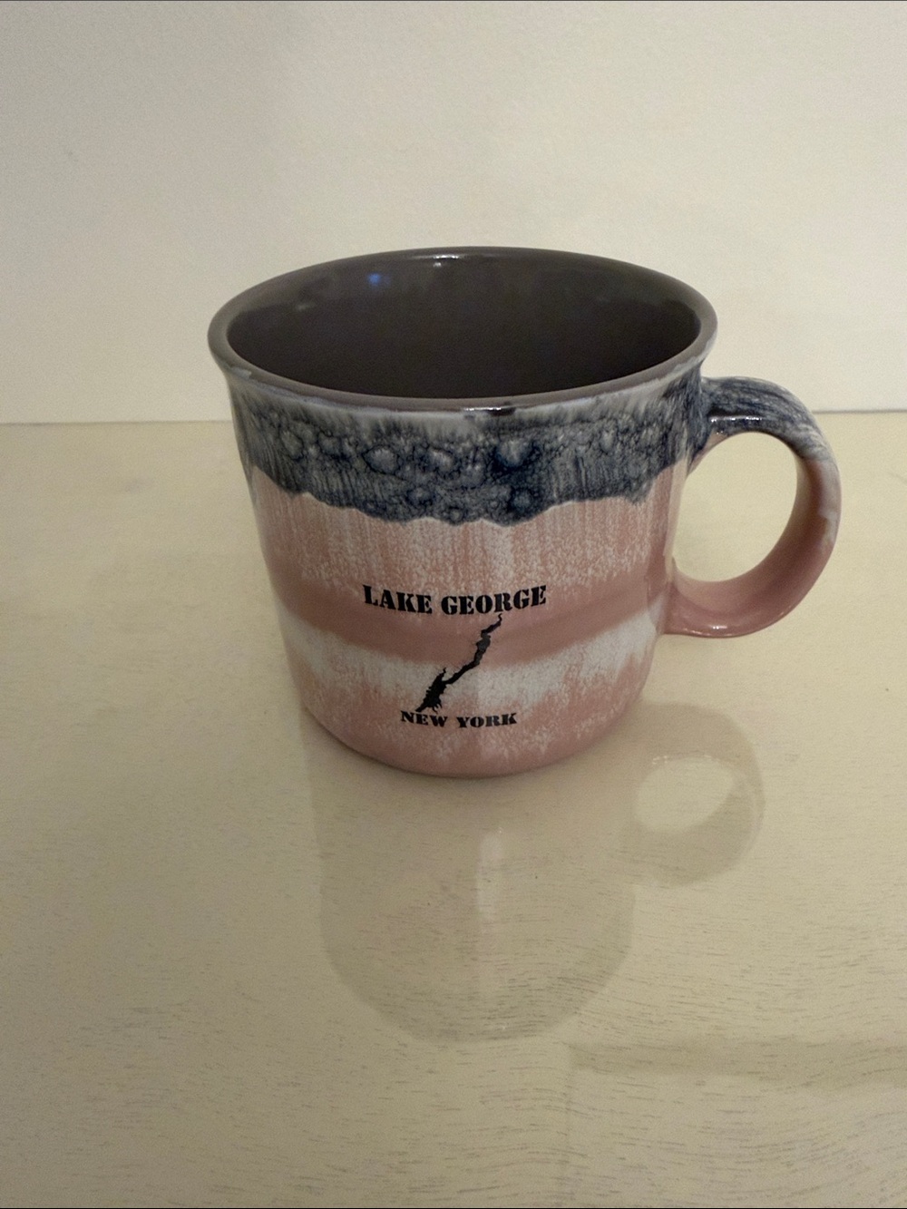 Lake George Ceramic Mug two-tone pink and grey
